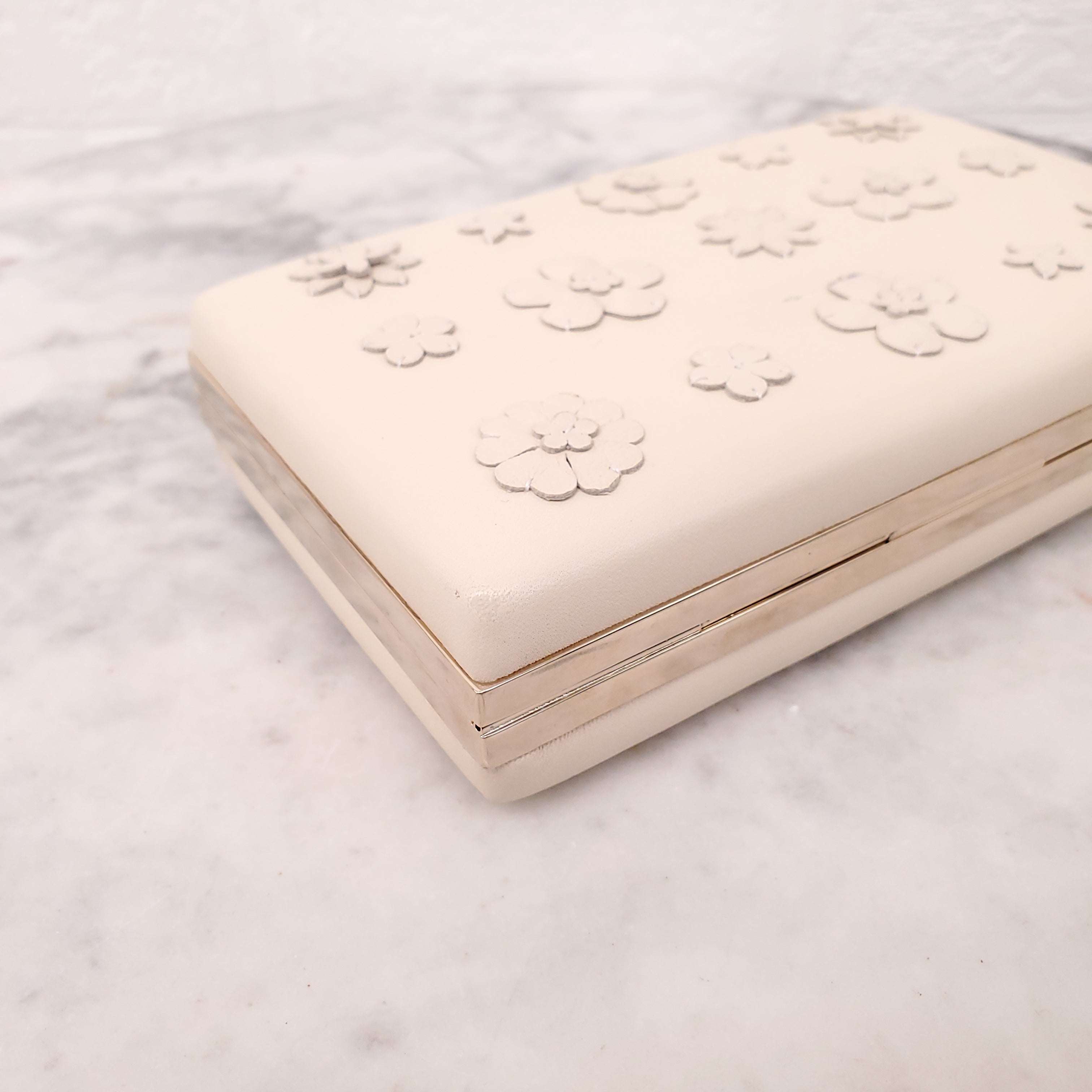 VALENTINO LEATHER FLORAL CLUTCH BAG