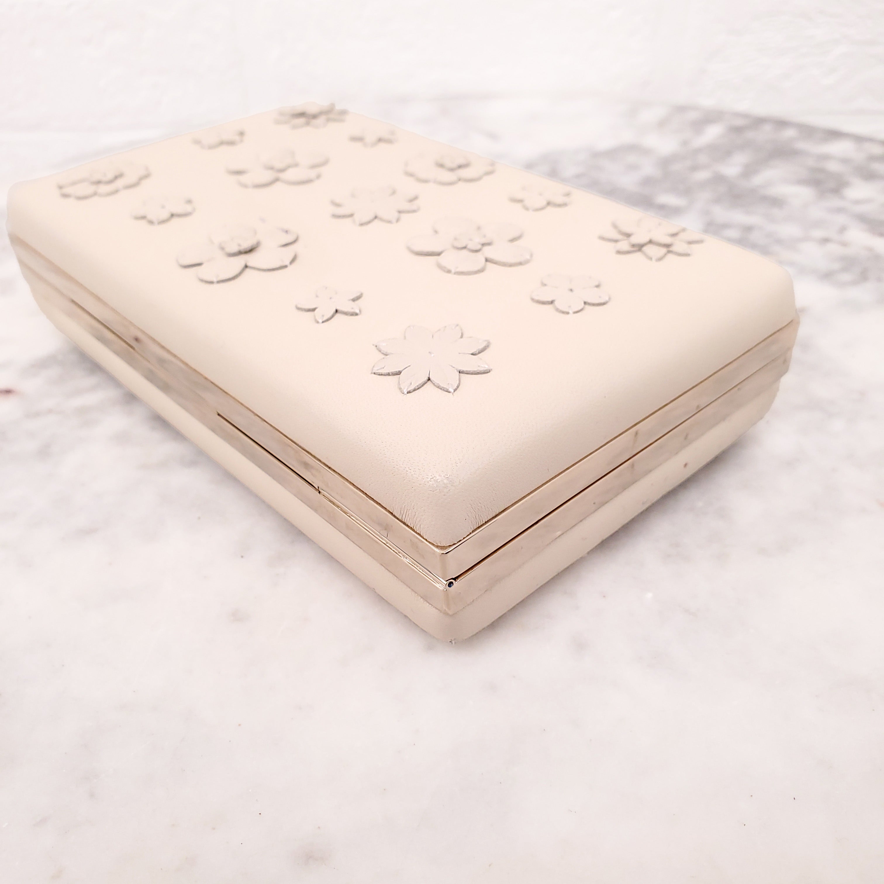 VALENTINO LEATHER FLORAL CLUTCH BAG