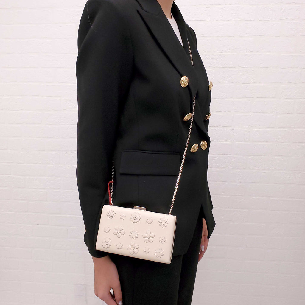 VALENTINO LEATHER FLORAL CLUTCH BAG