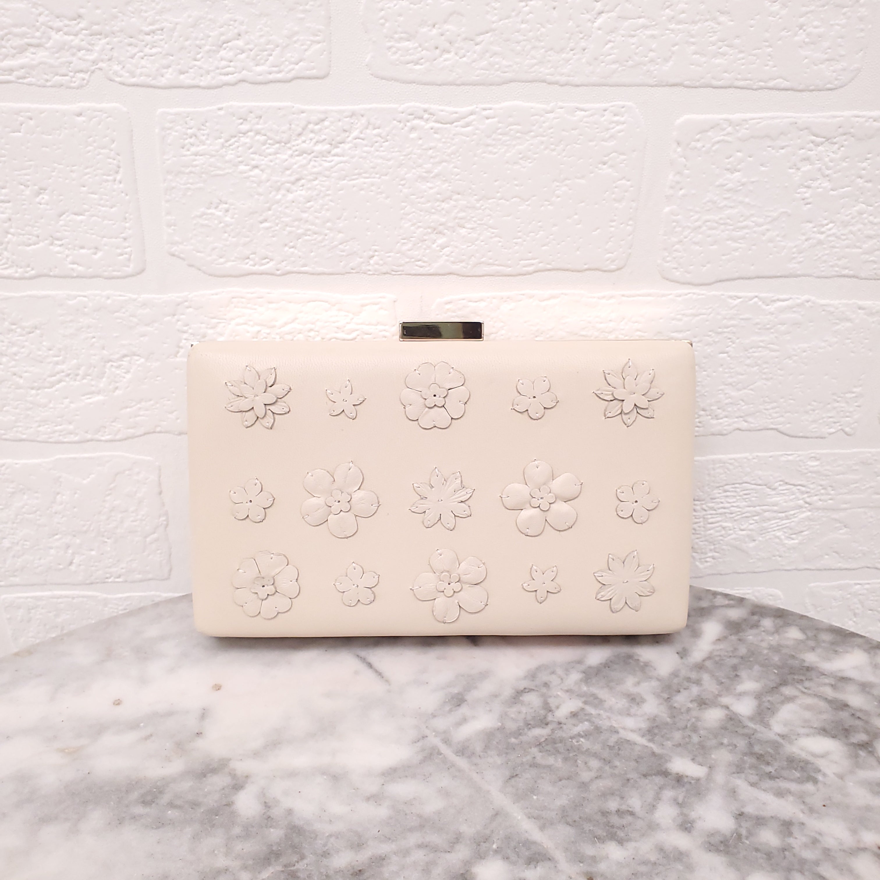 VALENTINO LEATHER FLORAL CLUTCH BAG