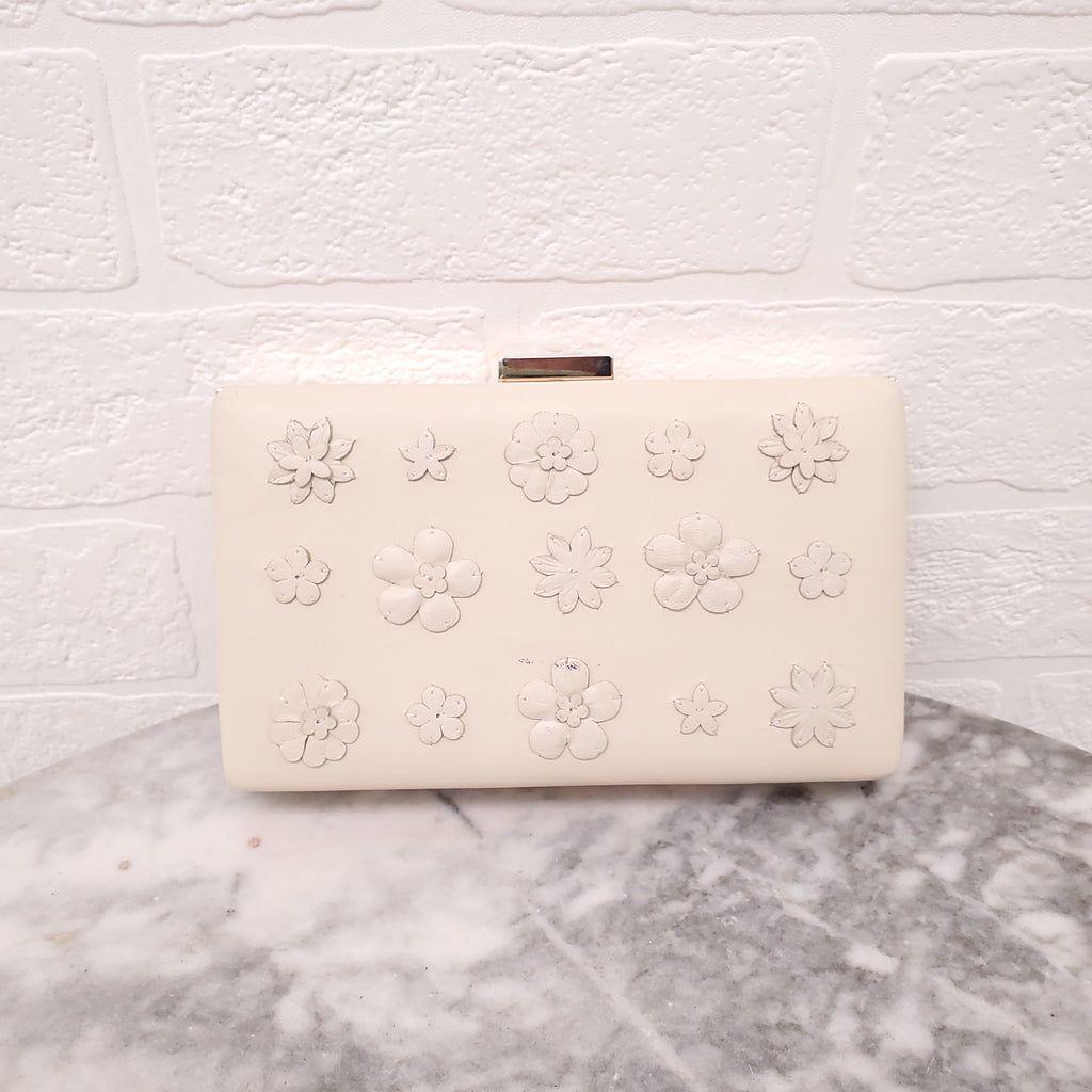 VALENTINO LEATHER FLORAL CLUTCH BAG