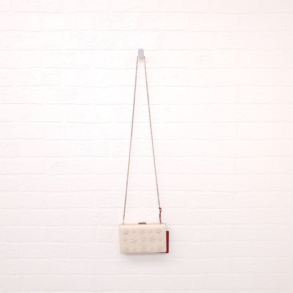 VALENTINO LEATHER FLORAL CLUTCH BAG