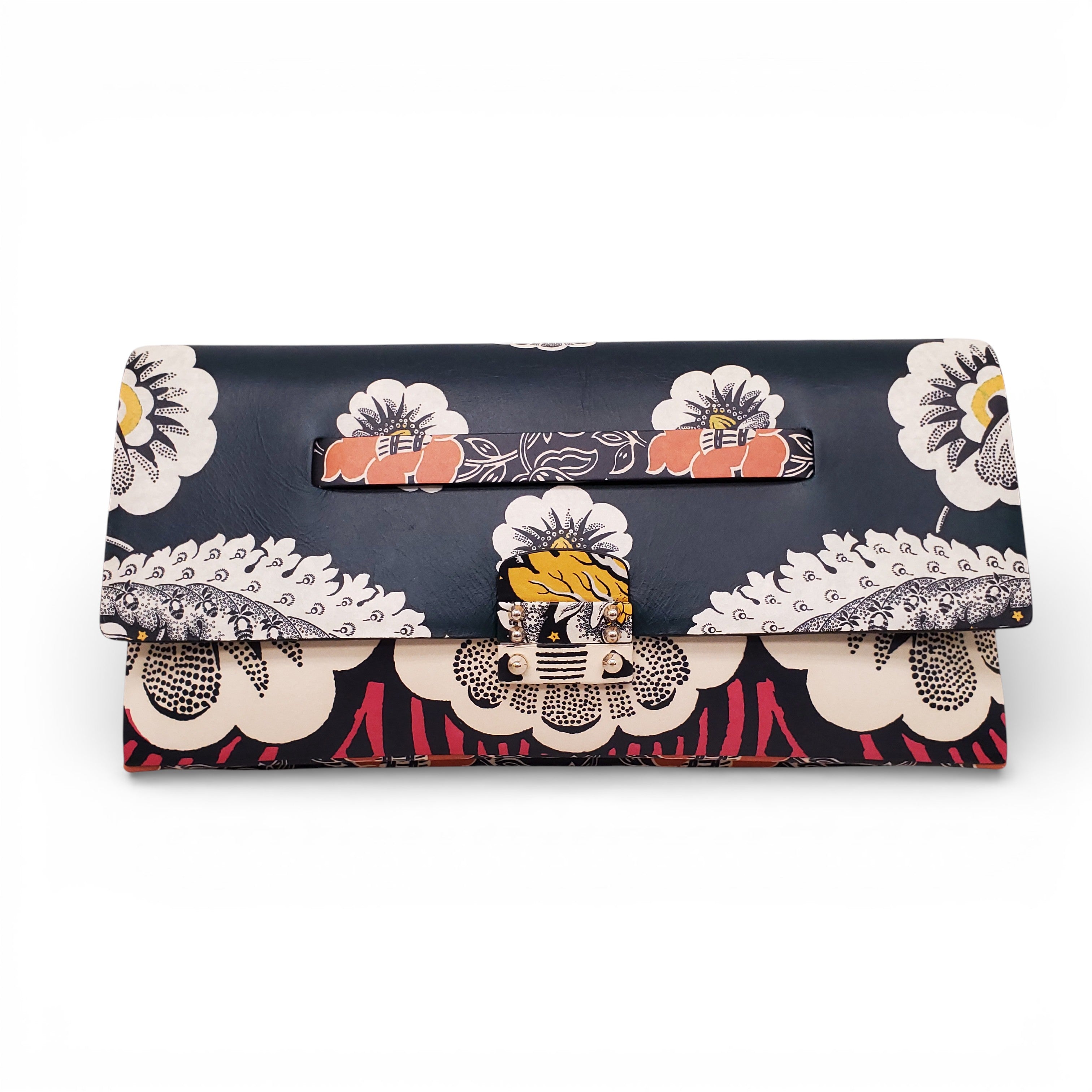 VALENTINO MULTICOLOURED CALFSKIN FLORAL MIME CLUTCH