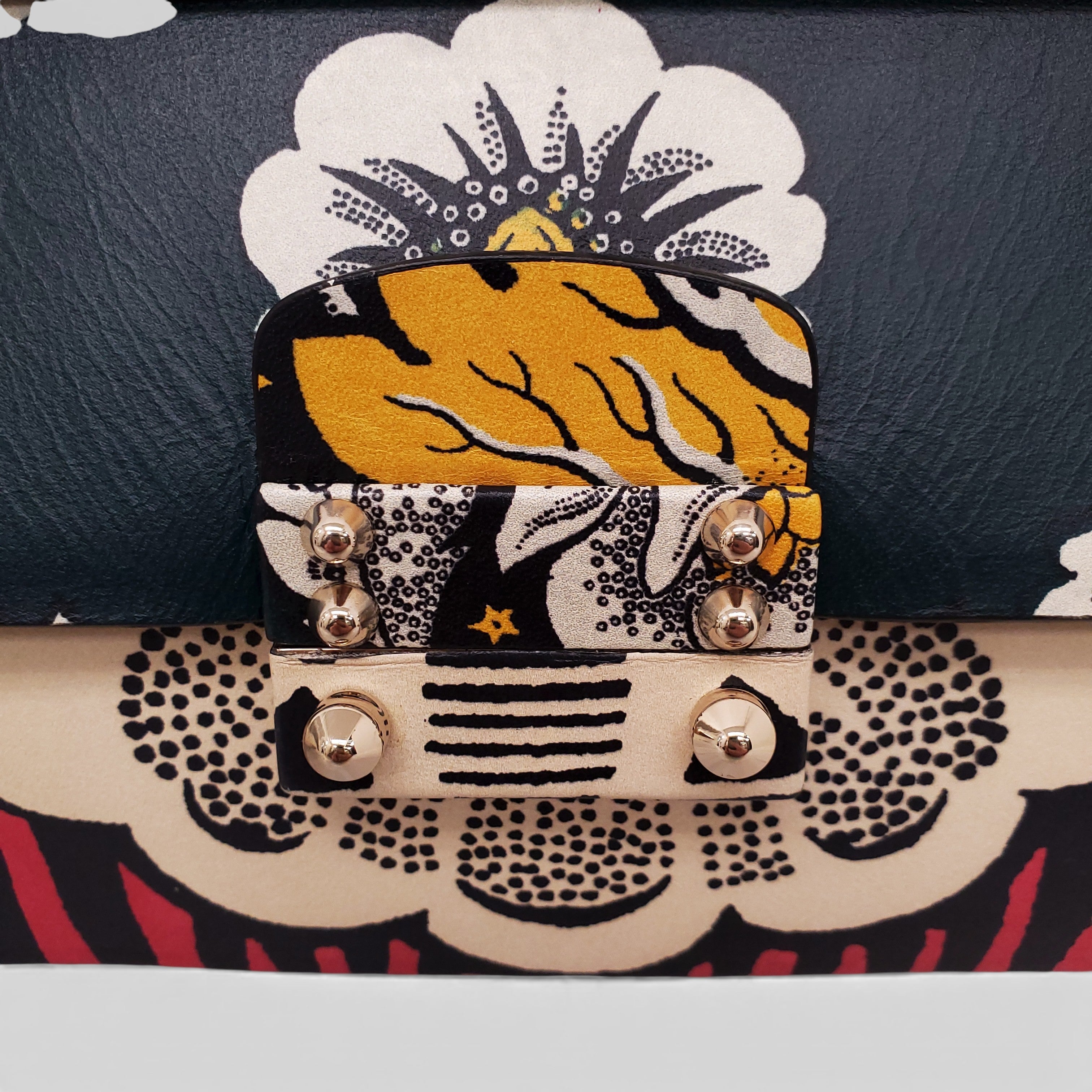 VALENTINO MULTICOLOURED CALFSKIN FLORAL MIME CLUTCH