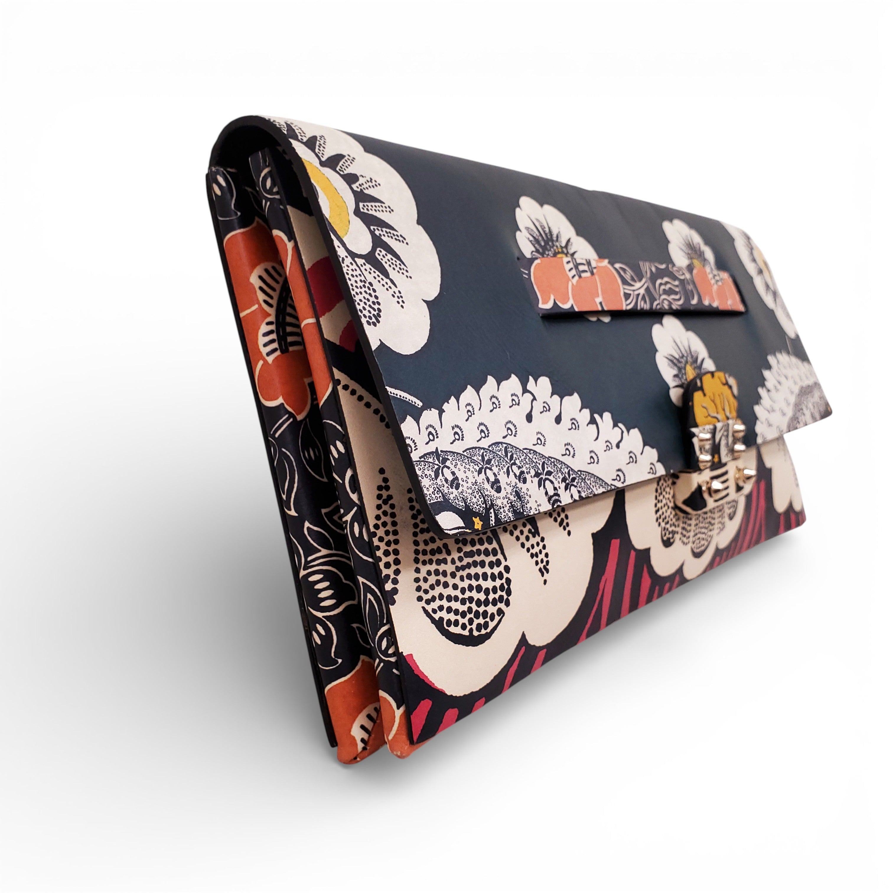 VALENTINO MULTICOLOURED CALFSKIN FLORAL MIME CLUTCH