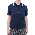 VALENTINO NAVY GOLD V LOGO BUTTON POLO SHIRT - SIZE L