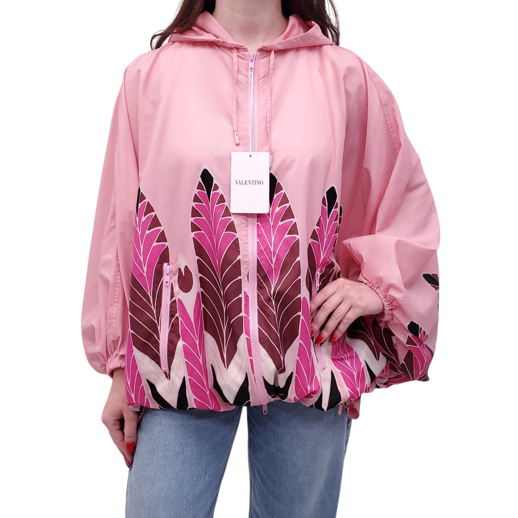 VALENTINO PINK PATTERNED WINDBREAKER JACKET - SIZE 40