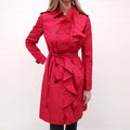 VALENTINO RED TRENCH COAT WITH RUFFLE DETAIL - SIZE 42