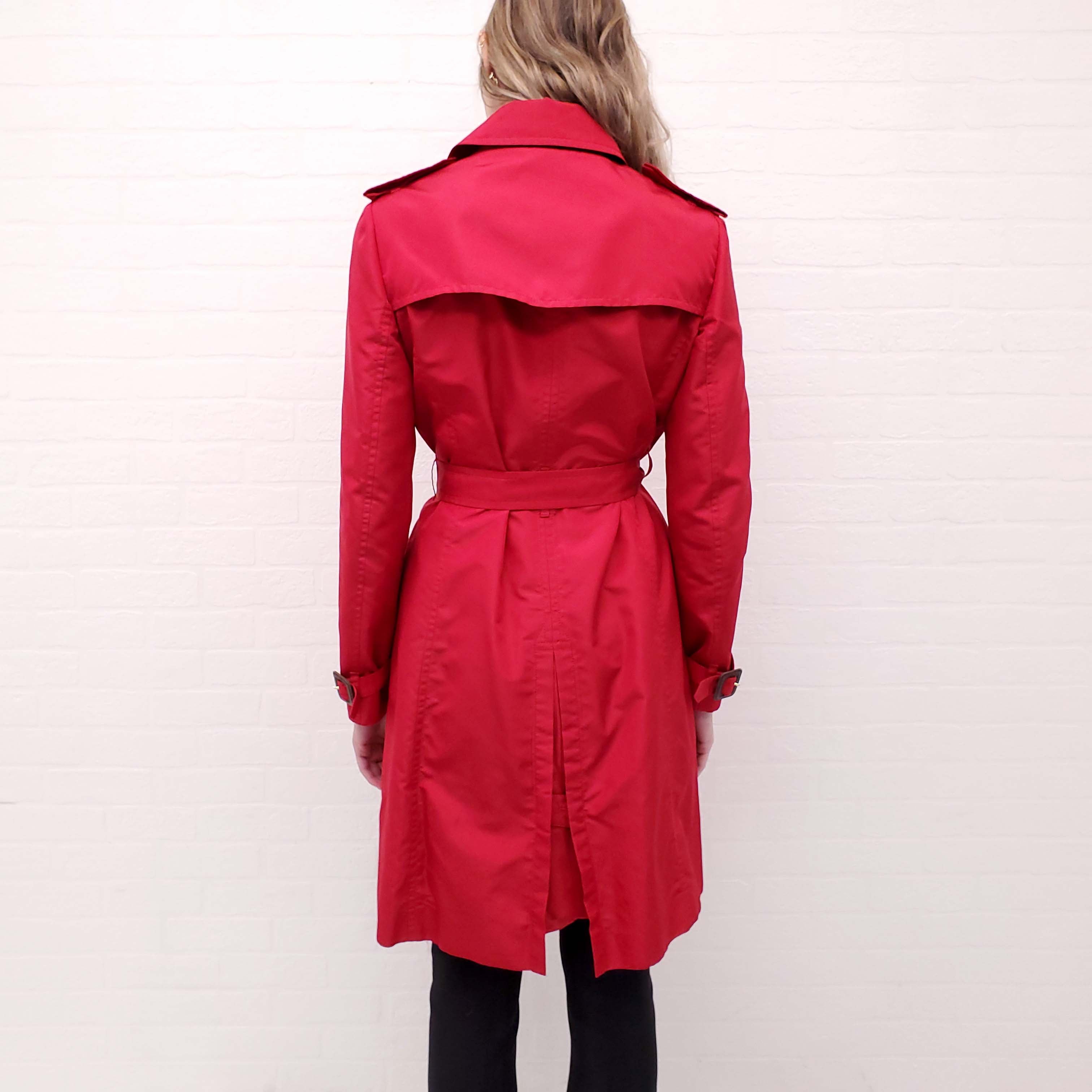 VALENTINO RED TRENCH COAT WITH RUFFLE DETAIL - SIZE 42