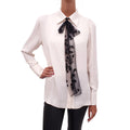 VALENTINO SILK BLOUSE WITH TULLE BEADING DETAIL - SIZE 6