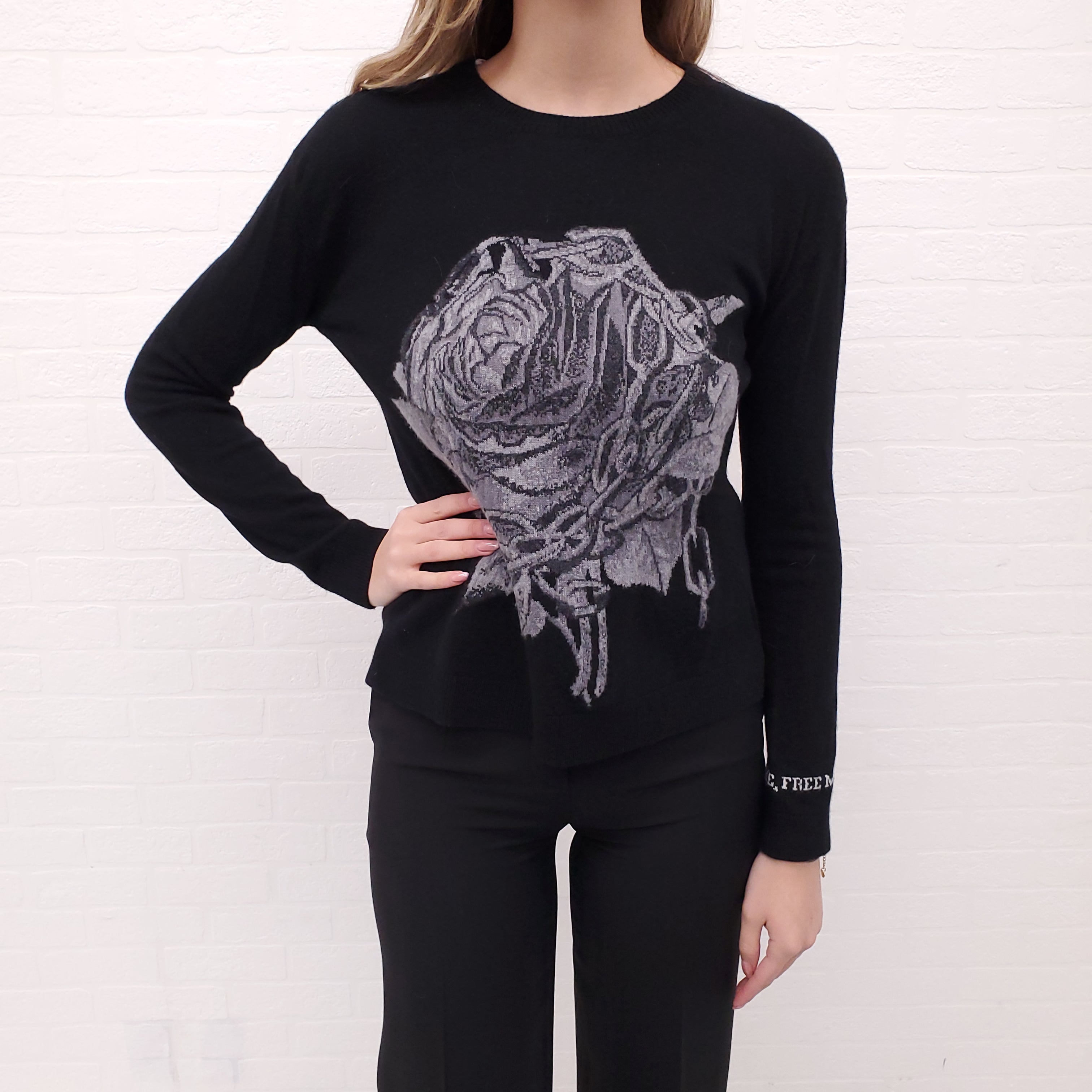 VALENTINO SWEATER WITH ROSE CHAIN INTARSIA DETAIL - SIZE XS