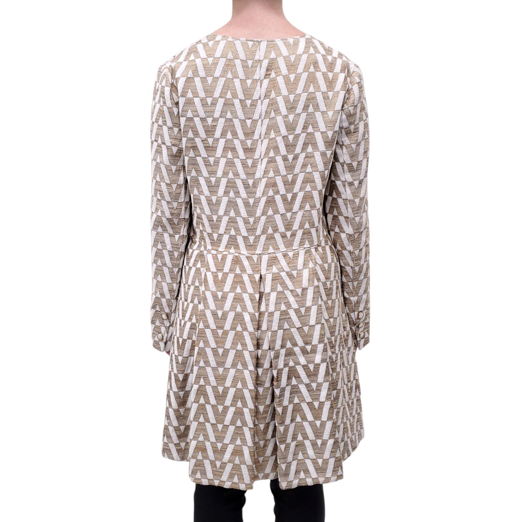 VALENTINO TUSSAH IVORY & GOLD V BROCADE COAT - SIZE 44