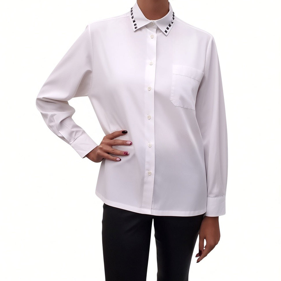 VALENTINO WHITE ROCKSTUD BLOUSE - SIZE 6