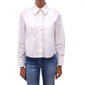 VALENTINO WHITE SHIRT WITH EMBROIDERED FLORAL DETAIL - SIZE M