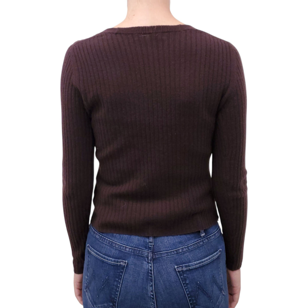 VERONICA BEARD BURGUNDY RIBBED CASHMERE CARDIGAN - SIZE XS