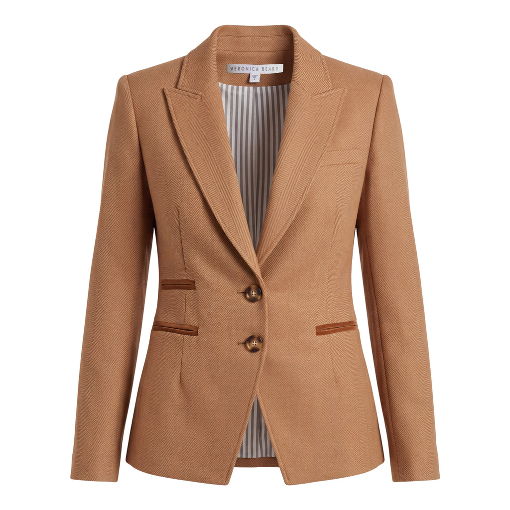 VERONICA BEARD ELBOW PATCHED DETAIL BLAZER WITH DENIM DICKIE - SIZE 4