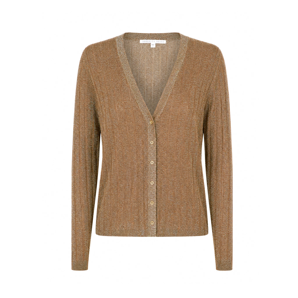 VERONICA BEARD GOLD METALLIC CARDIGAN - SIZE L