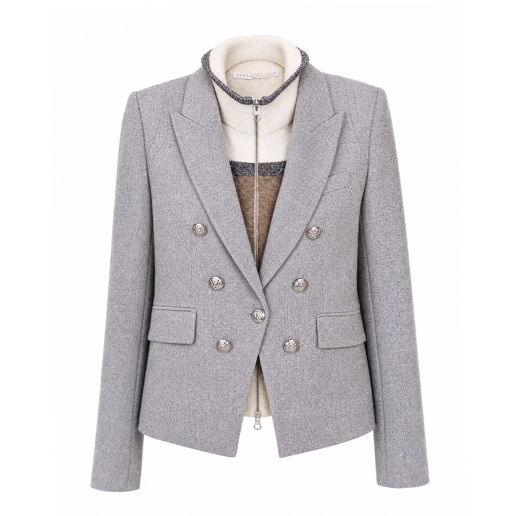 VERONICA BEARD GREY BLAZER WITH DICKIE INSERT - SIZE 4