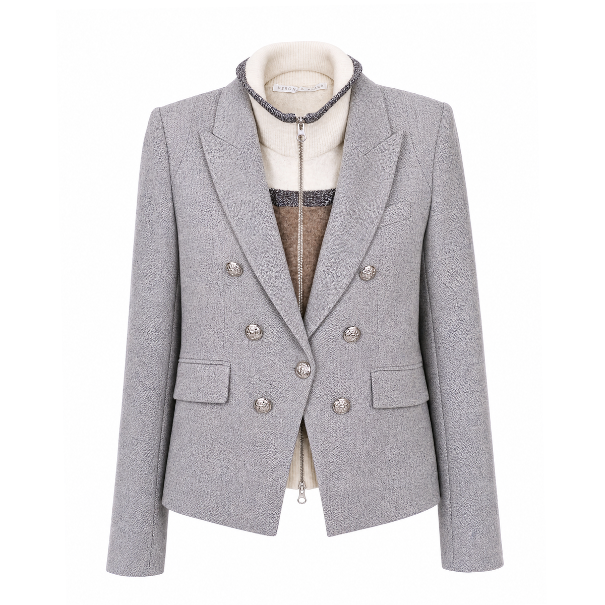 VERONICA BEARD GREY BLAZER WITH DICKIE INSERT - SIZE 4