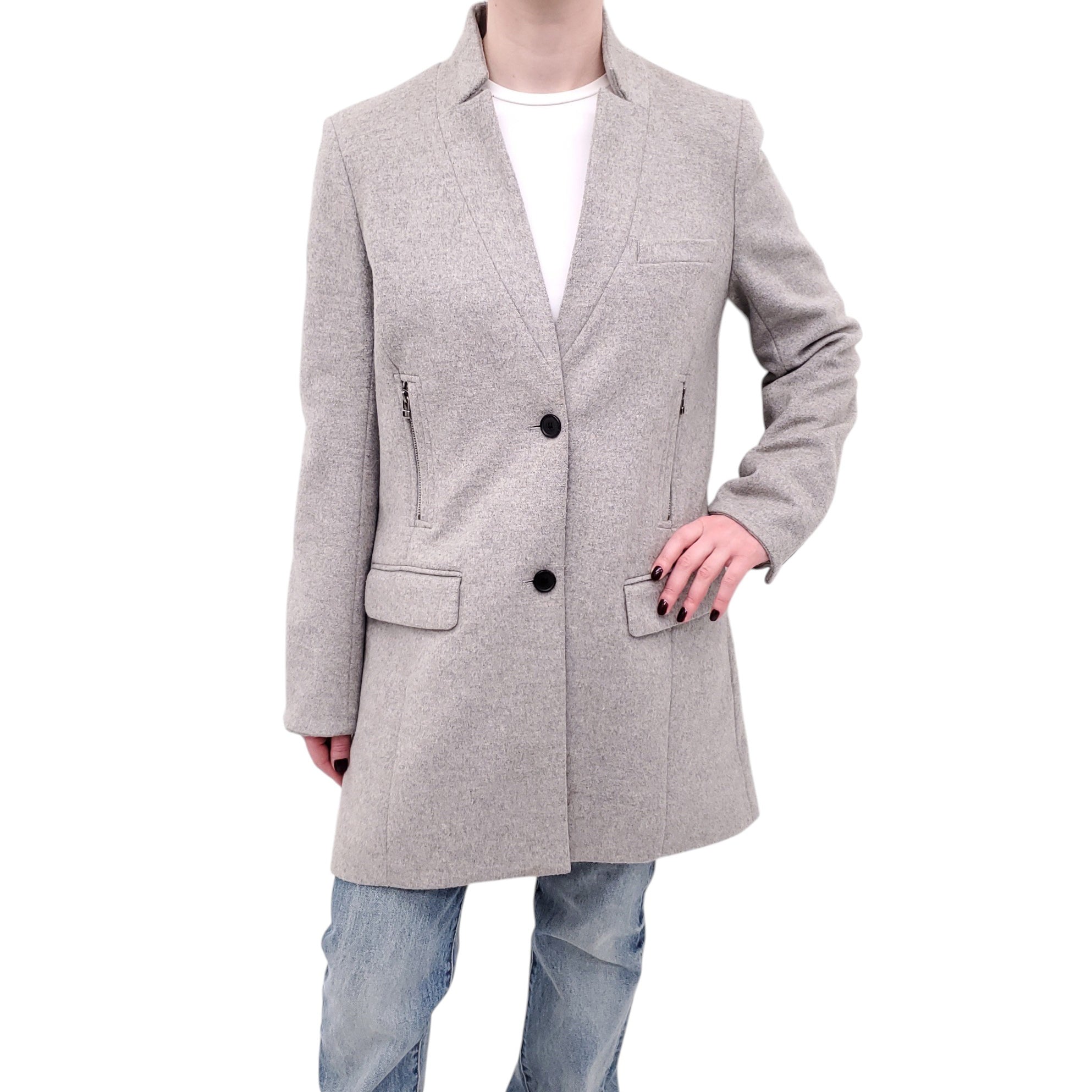 VERONICA BEARD GREY JACKET WITH ZIPPER DETAIL - SIZE 12