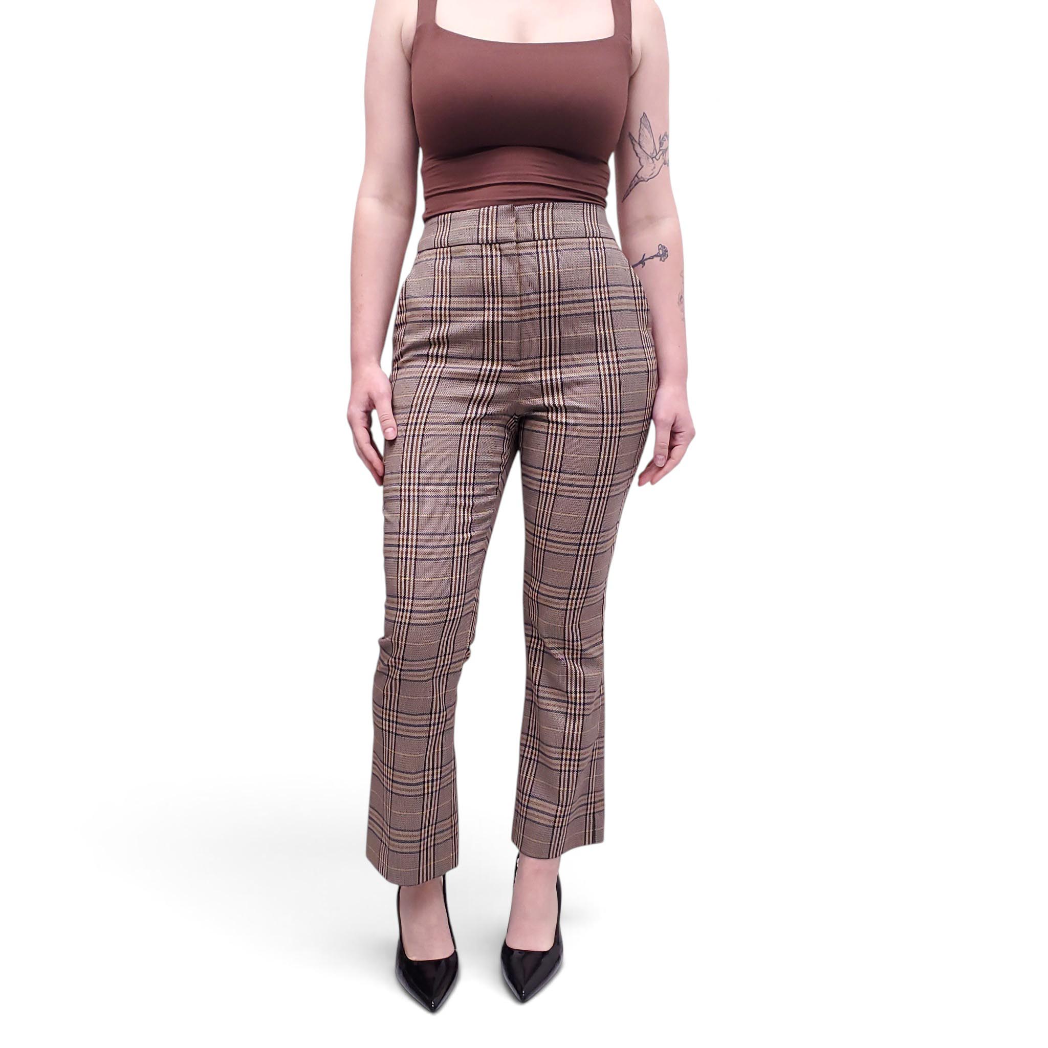 VERONICA BEARD GREY PLAID TROUSERS - SIZE 8