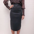 VERONICA BEARD NAVY LEATHER 'KALIYAH' PENCIL SKIRT - SIZE 0