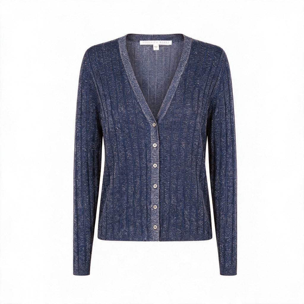 VERONICA BEARD NAVY METALLIC CARDIGAN - SIZE L