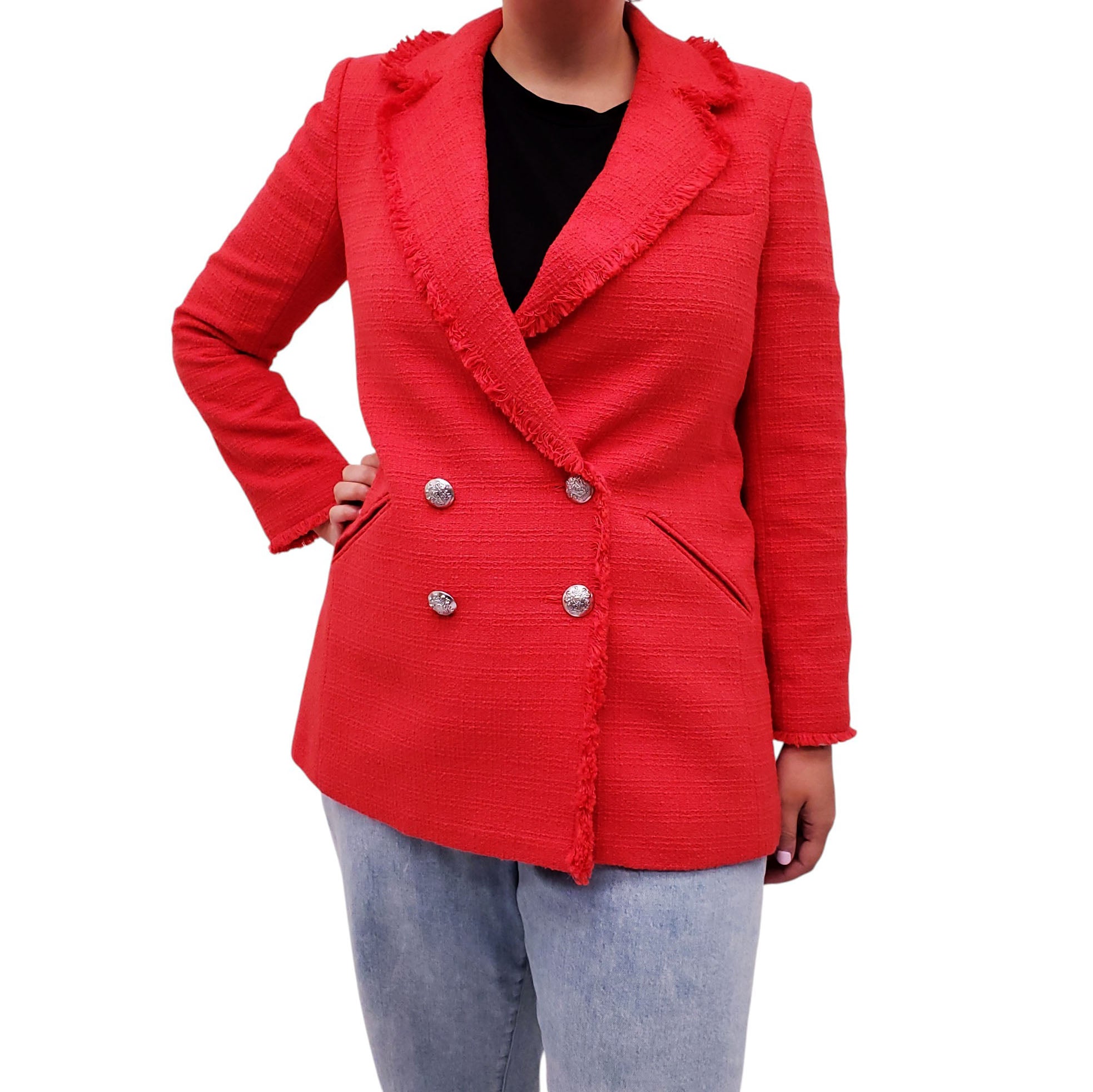 VERONICA BEARD RED TWEED BLAZER - SIZE 10