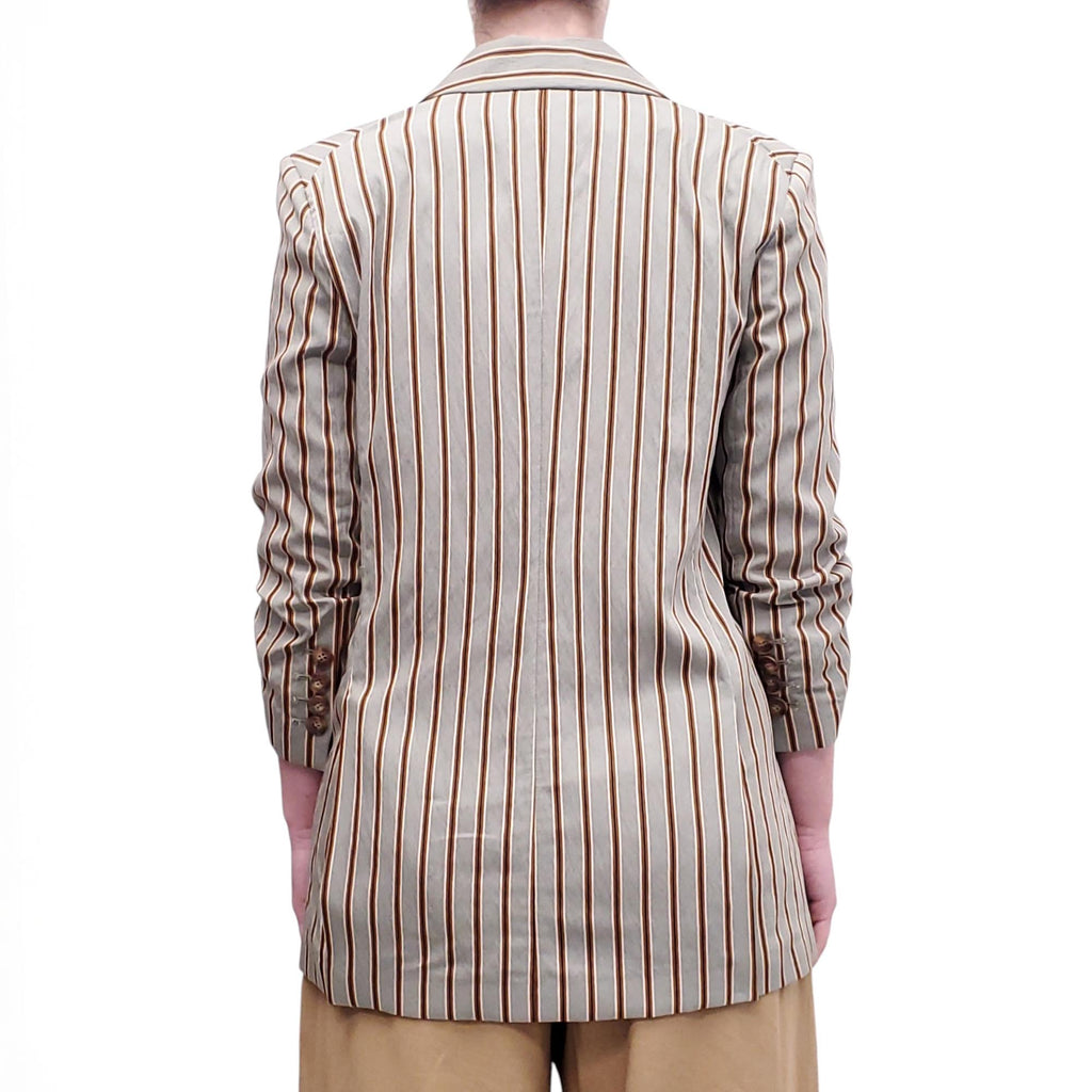 VERONICA BEARD STRIPED JACKET WITH RUCHED SLEEVE DETAIL - SIZE 8