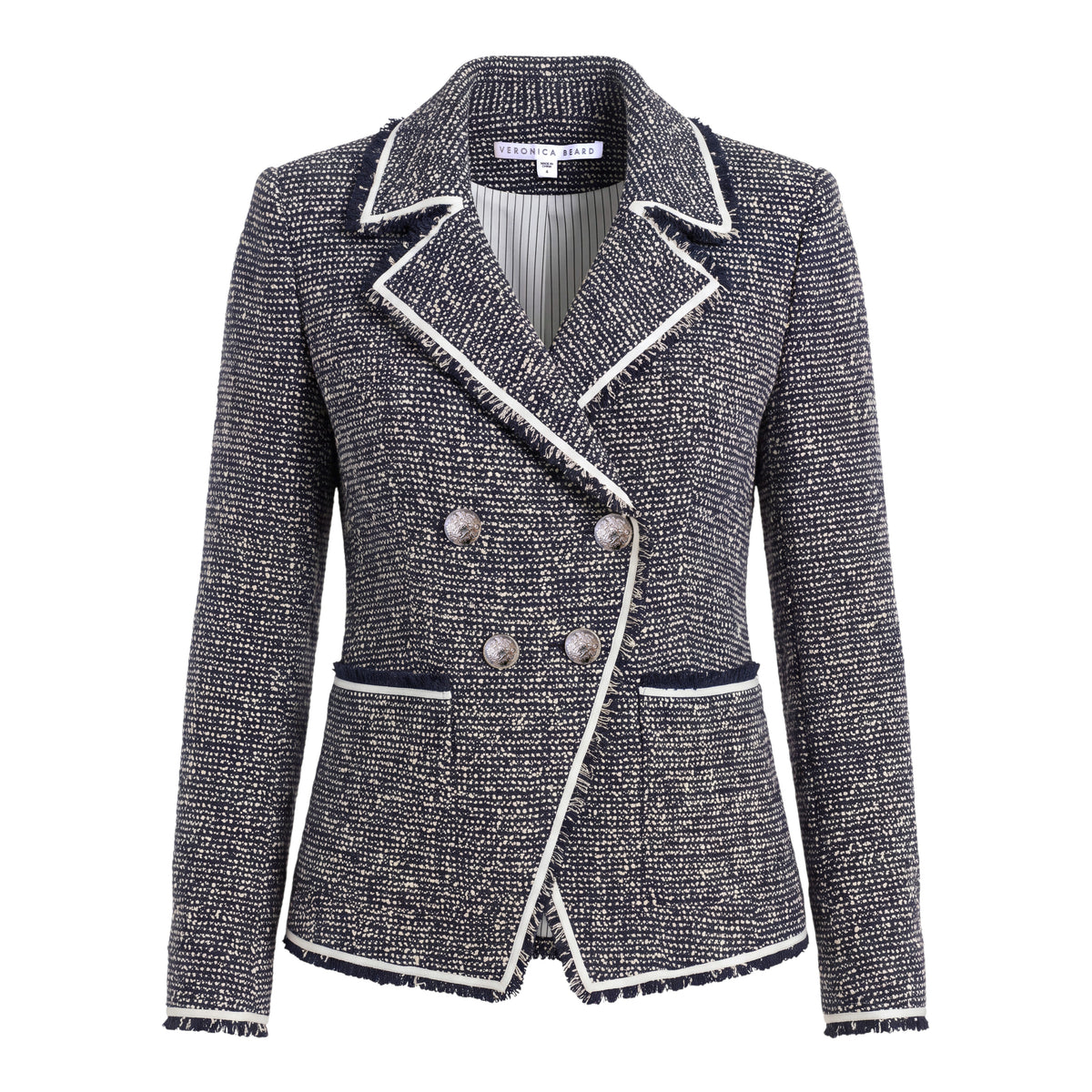 VERONICA BEARD TWEED BLAZER WITH SILVER BUTTONS - SIZE 4