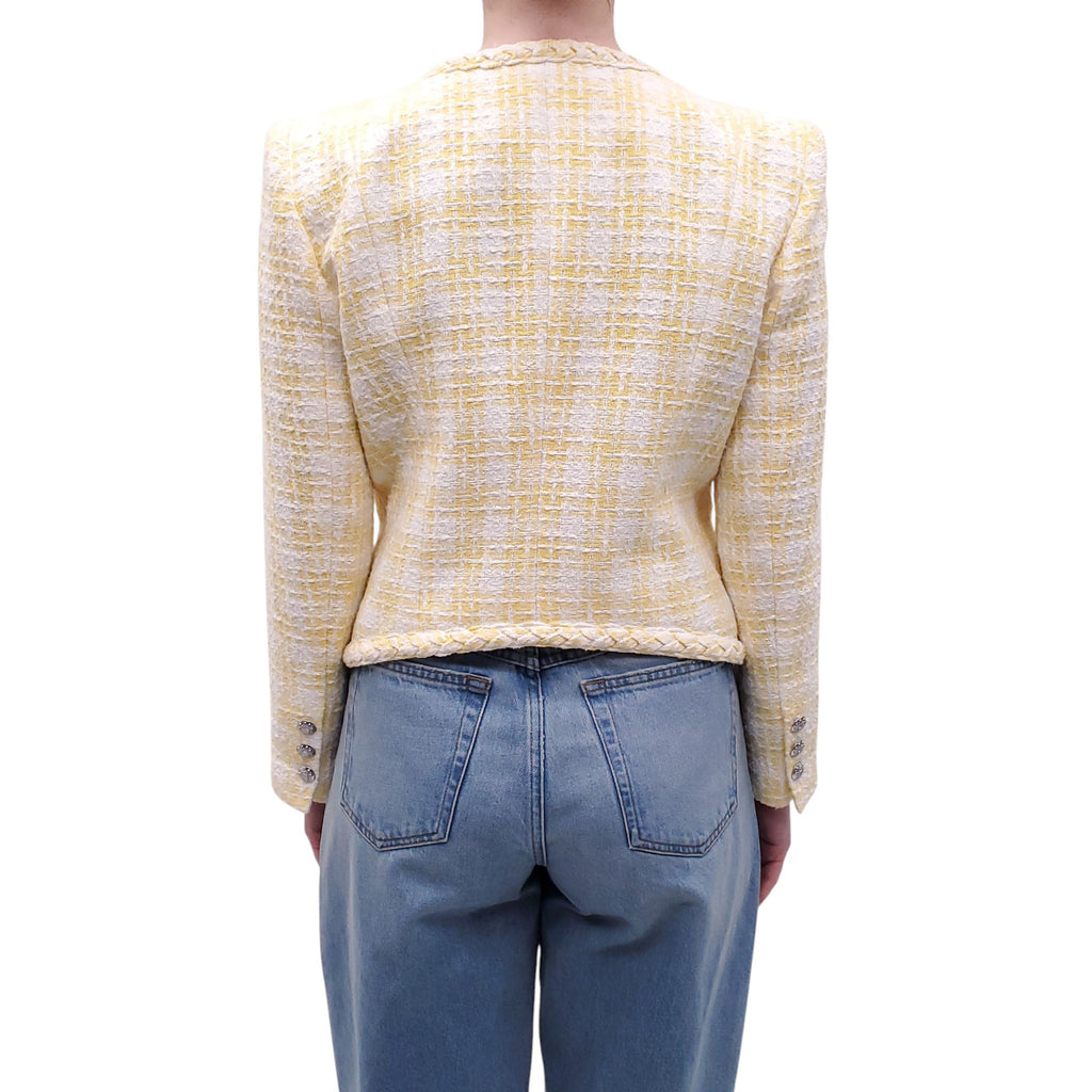VERONICA BEARD YELLOW AND WHITE TWEED JACKET - SIZE 8