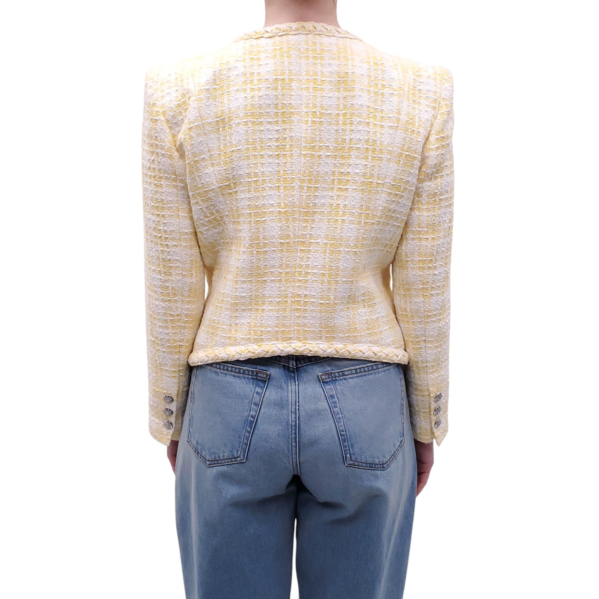 VERONICA BEARD YELLOW AND WHITE TWEED JACKET - SIZE 8