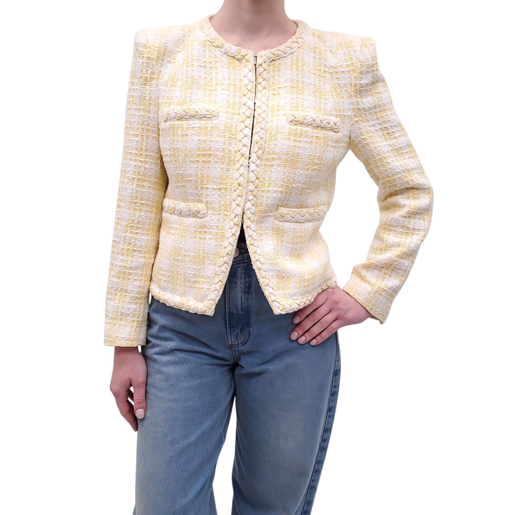 VERONICA BEARD YELLOW AND WHITE TWEED JACKET - SIZE 8
