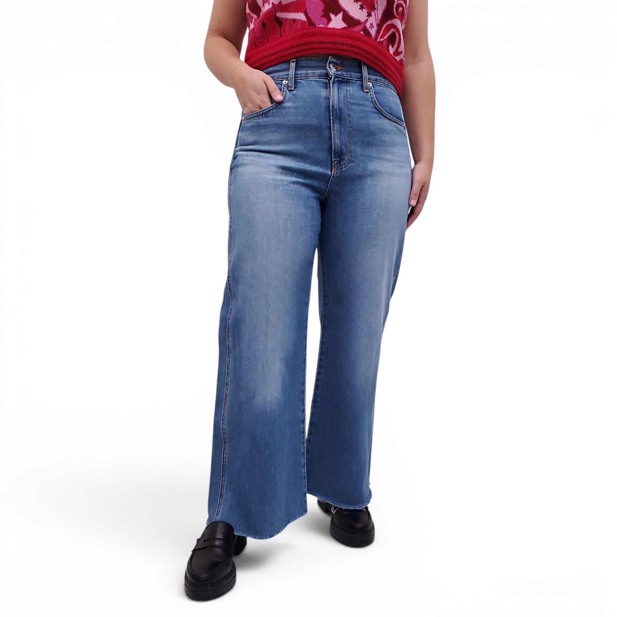 VERONICA BEARD 'TAYLOR WIDE LEG CROP' HIGH RISE JEANS - SIZE 30