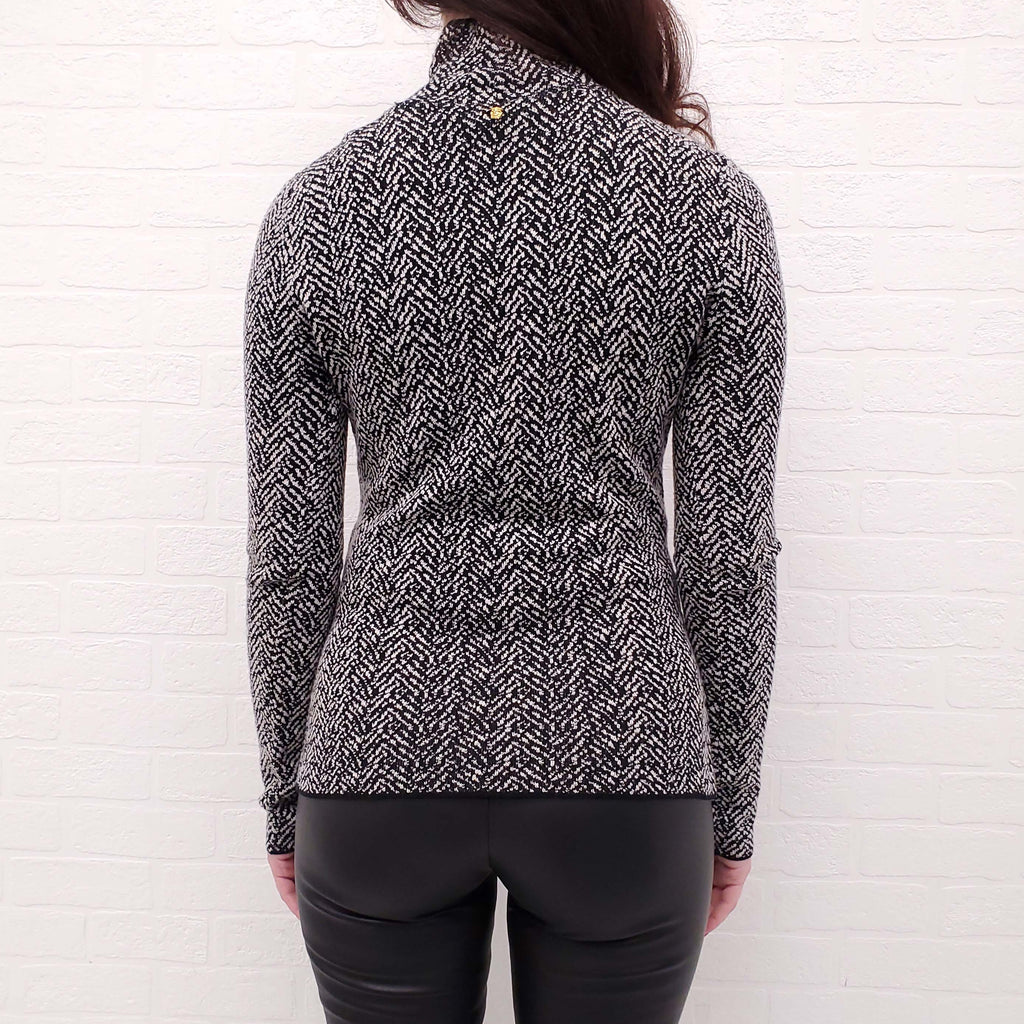 VERSACE BLACK AND TAUPE PATTERNED SWEATER - SIZE 38