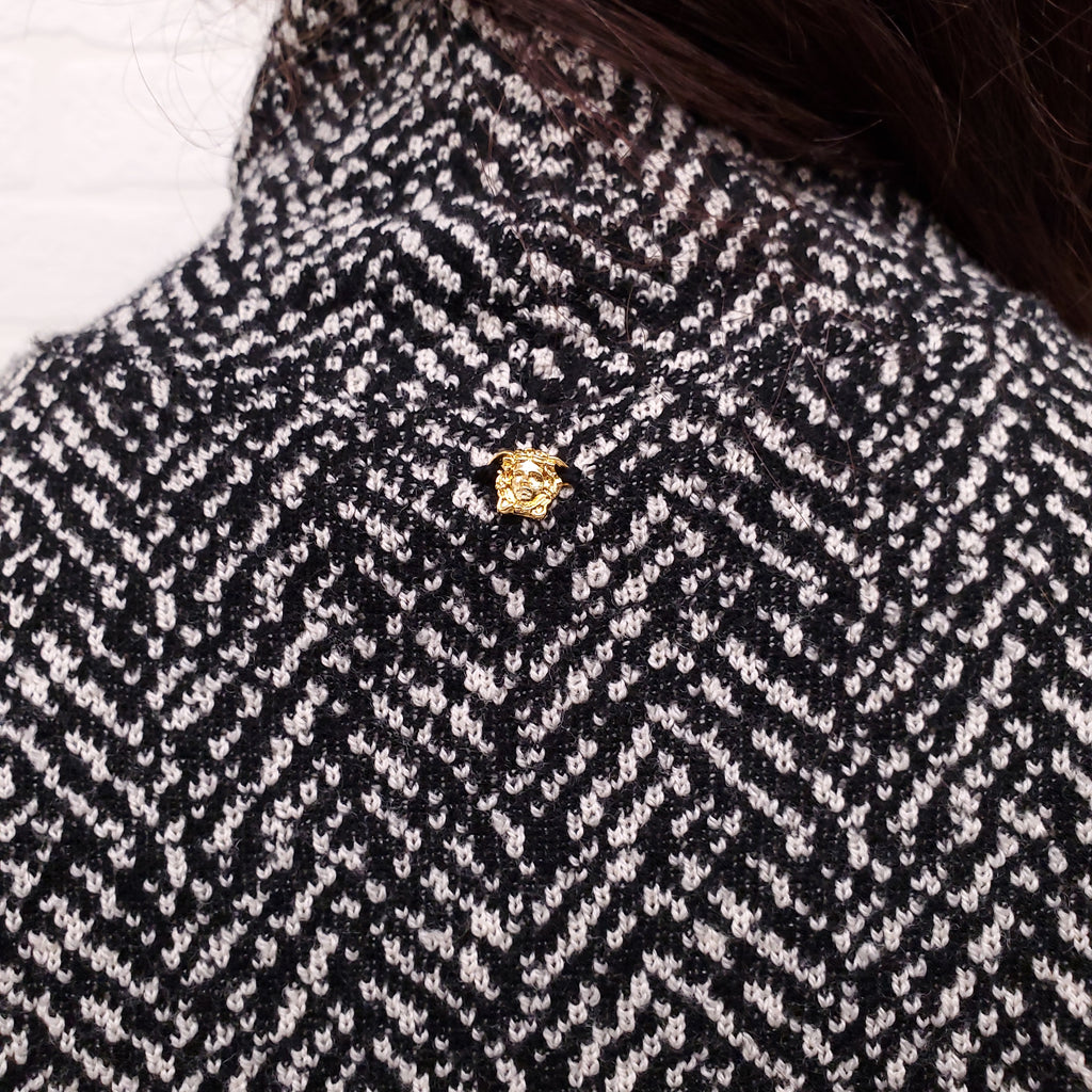 VERSACE BLACK AND TAUPE PATTERNED SWEATER - SIZE 38