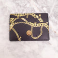 VERSACE BLACK CHAIN PRINT LEATHER CARD CASE