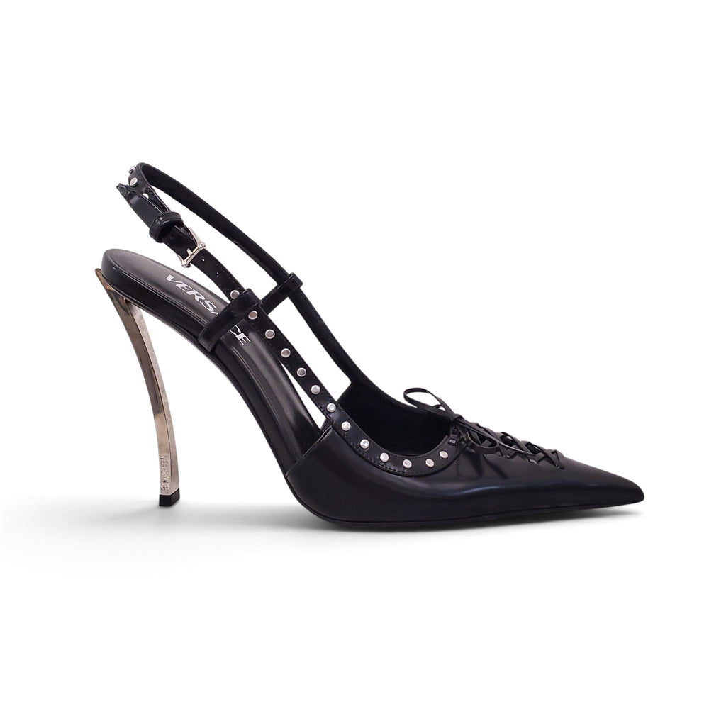 VERSACE BLACK CORSET HEELS WITH STUDS - SIZE 39