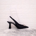 VERSACE BLACK CRYSTAL SATIN PUMPS - SIZE 39.5