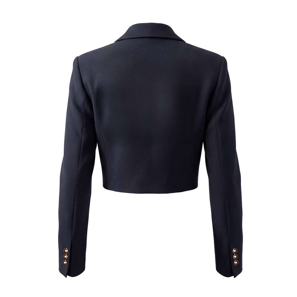 VERSACE BLACK KEYHOLE JACKET WITH GOLD MEDUSA BUTTONS - SIZE 38