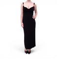 VERSACE BLACK MEDUSA COWL NECK MIDI DRESS - SIZE 44