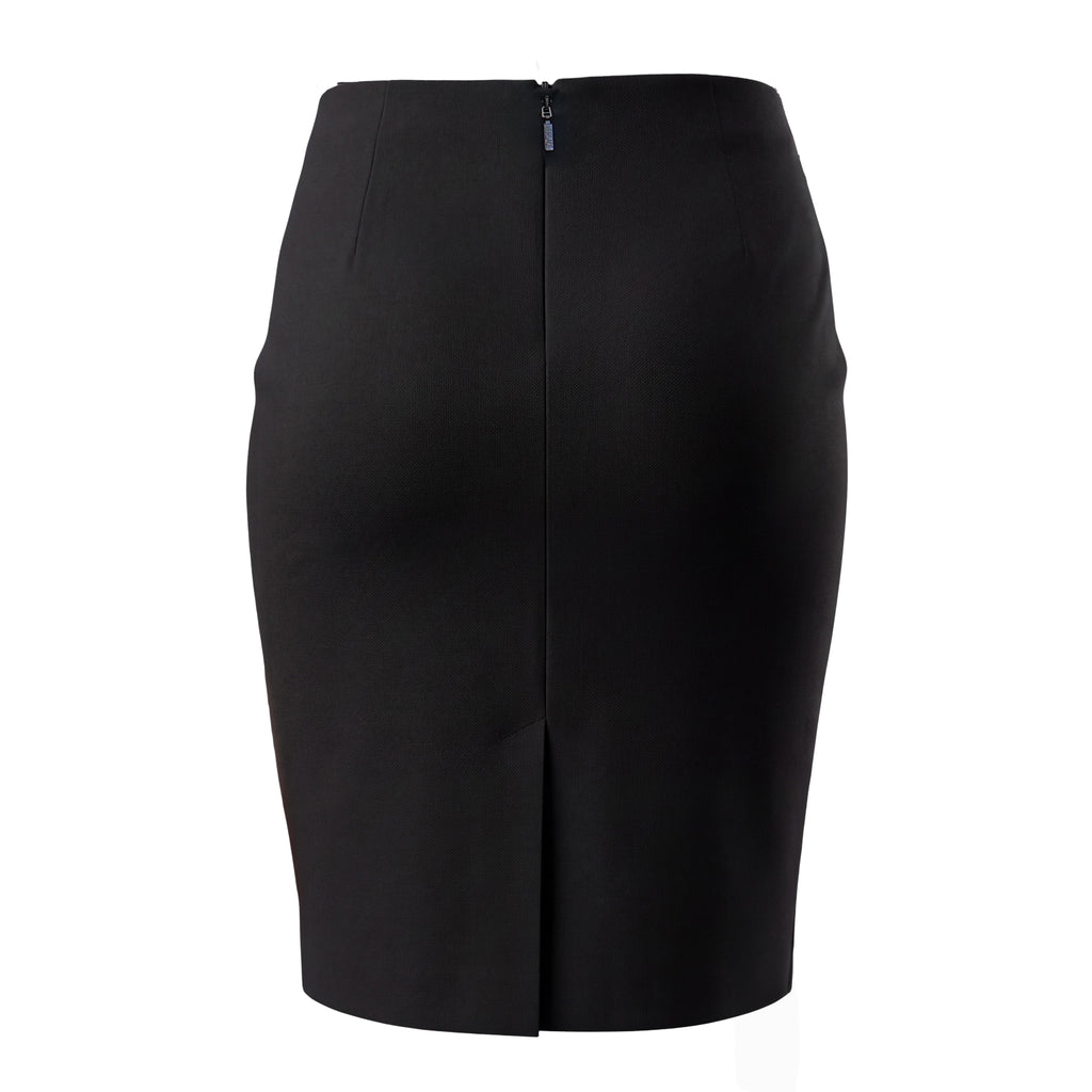 VERSACE BLACK SKIRT WITH GOLD MEDUSA BELT DETAIL - SIZE 40