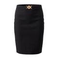 VERSACE BLACK SKIRT WITH GOLD MEDUSA BELT DETAIL - SIZE 40