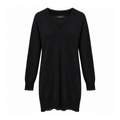 VERSACE BLACK V-NECK DISTRESSED DETAIL TUNIC SWEATER - SIZE 36