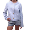 VERSACE BLUE GINGHAM JACKET WITH MEDUSA BUTTONS - SIZE 48