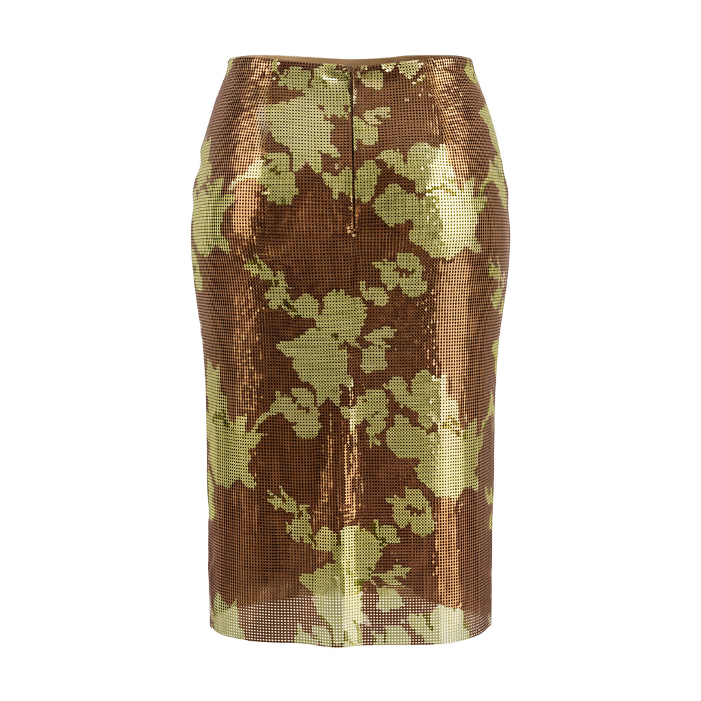 VERSACE BROWN AND GREEN FLORAL SKIRT - SIZE 38