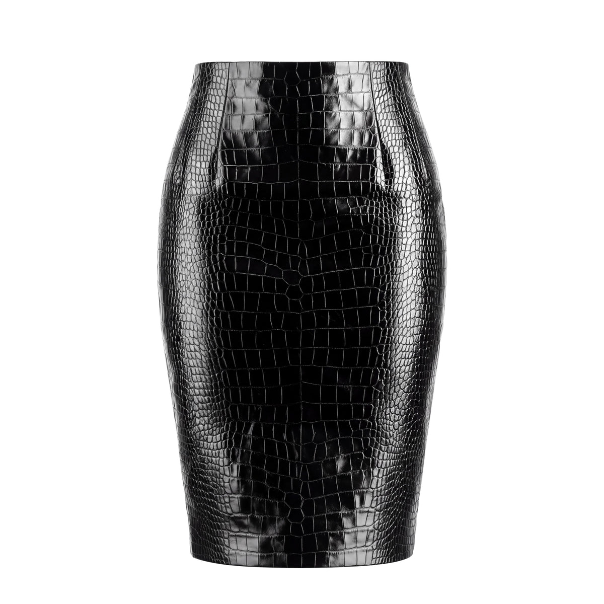 VERSACE CROCODILE EMBOSSED MIDI SKIRT - SIZE 40