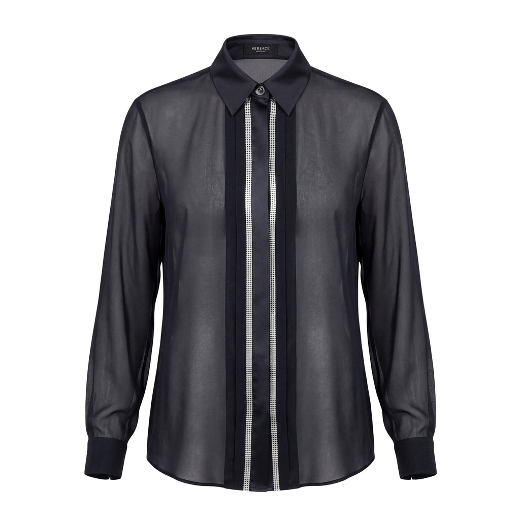 VERSACE EMBELLISHED GEORGETTE BLOUSE - SIZE 40