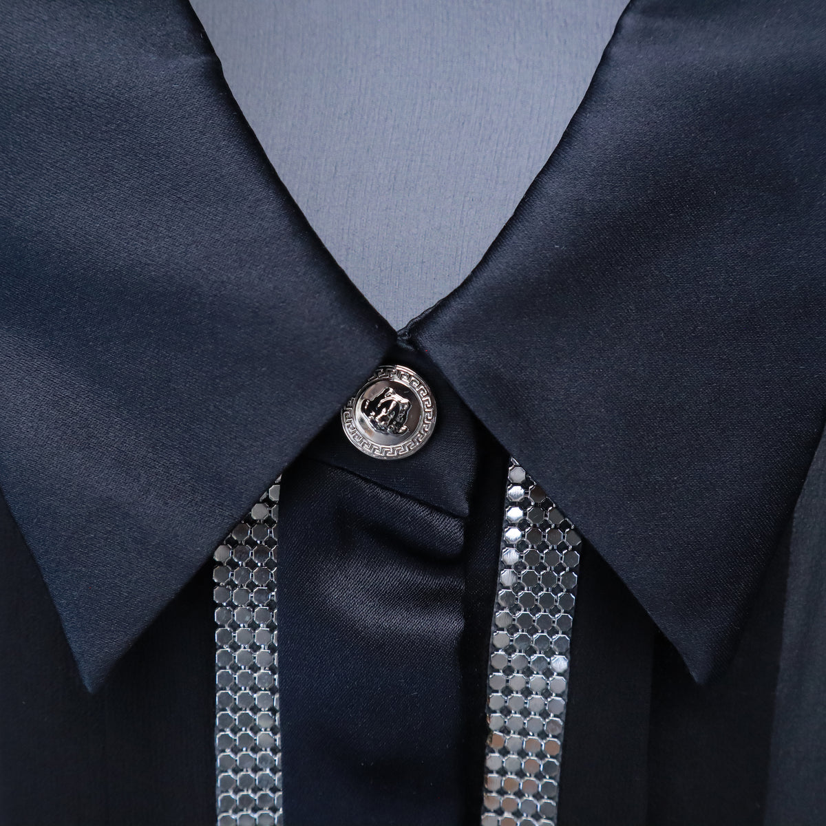 VERSACE EMBELLISHED GEORGETTE BLOUSE - SIZE 40