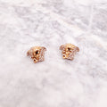 VERSACE GOLD PLATED CRYSTAL EMBELLISHED MEDUSA STUD EARRINGS